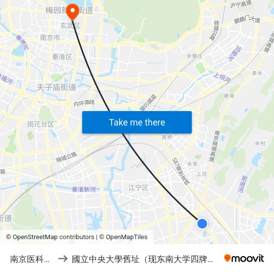 南京医科大学 to 國立中央大學舊址（现东南大学四牌楼校区） map