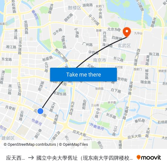 应天西路 to 國立中央大學舊址（现东南大学四牌楼校区） map
