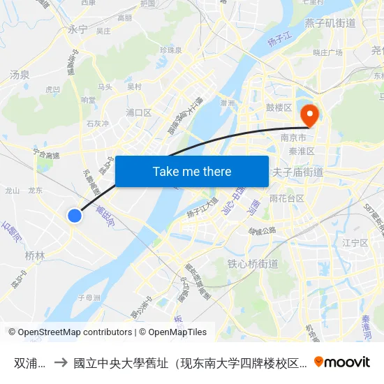 双浦路 to 國立中央大學舊址（现东南大学四牌楼校区） map