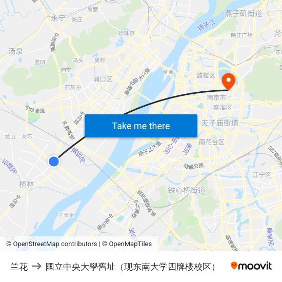 兰花 to 國立中央大學舊址（现东南大学四牌楼校区） map