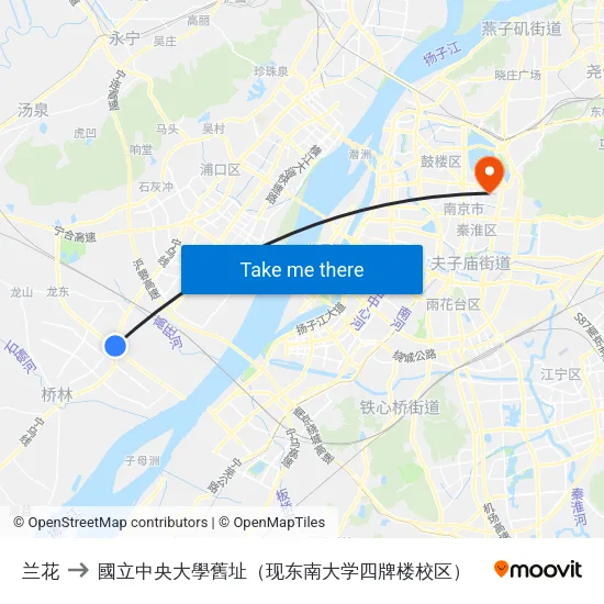 兰花 to 國立中央大學舊址（现东南大学四牌楼校区） map