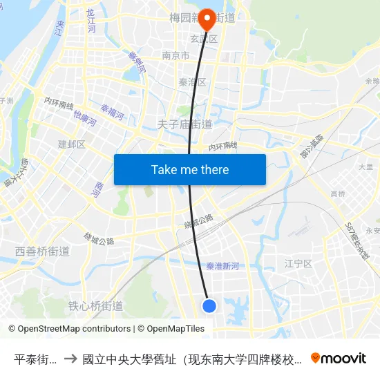 平泰街西 to 國立中央大學舊址（现东南大学四牌楼校区） map