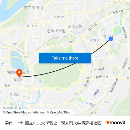 学典路 to 國立中央大學舊址（现东南大学四牌楼校区） map