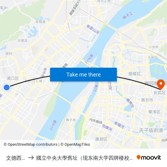 文德西路 to 國立中央大學舊址（现东南大学四牌楼校区） map