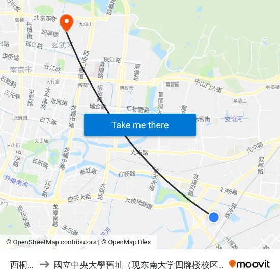 西桐桥 to 國立中央大學舊址（现东南大学四牌楼校区） map