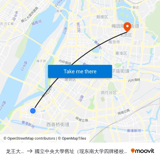 龙王大街 to 國立中央大學舊址（现东南大学四牌楼校区） map