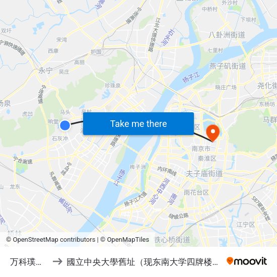 万科璞悦山 to 國立中央大學舊址（现东南大学四牌楼校区） map