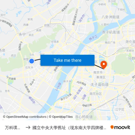 万科璞悦山 to 國立中央大學舊址（现东南大学四牌楼校区） map
