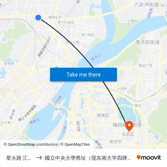 星火路·汇文路 to 國立中央大學舊址（现东南大学四牌楼校区） map