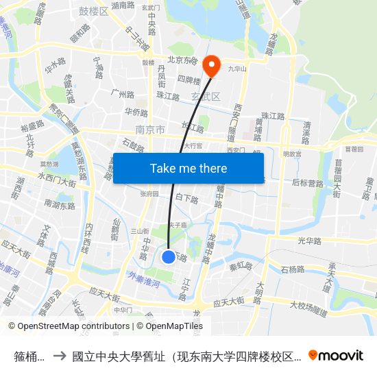 箍桶巷 to 國立中央大學舊址（现东南大学四牌楼校区） map