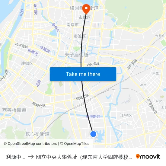 利源中路 to 國立中央大學舊址（现东南大学四牌楼校区） map