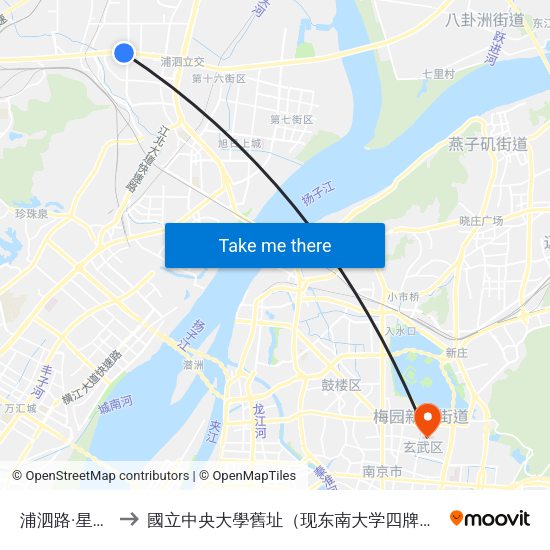 浦泗路·星火路 to 國立中央大學舊址（现东南大学四牌楼校区） map