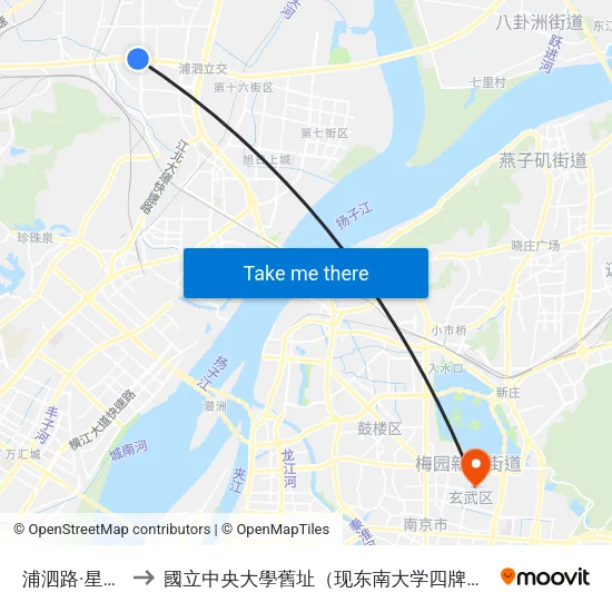 浦泗路·星火路 to 國立中央大學舊址（现东南大学四牌楼校区） map