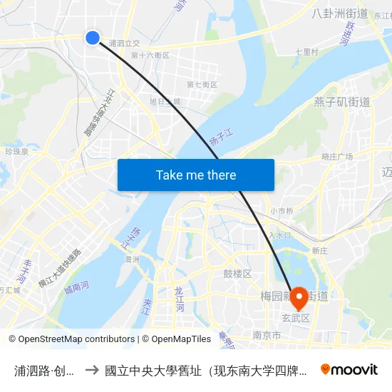浦泗路·创业路 to 國立中央大學舊址（现东南大学四牌楼校区） map