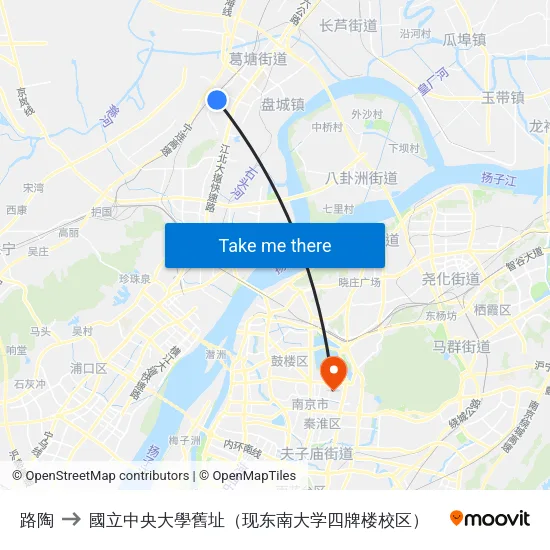 路陶 to 國立中央大學舊址（现东南大学四牌楼校区） map