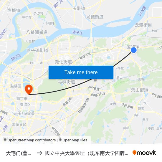 大宅门(曹家边) to 國立中央大學舊址（现东南大学四牌楼校区） map
