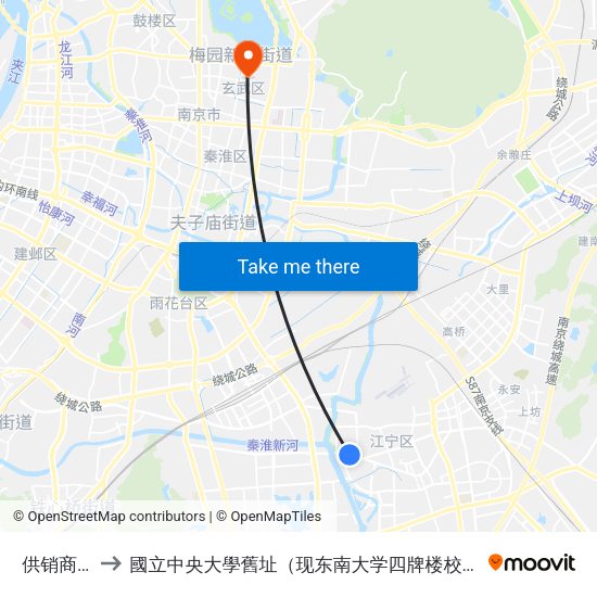 供销商厦 to 國立中央大學舊址（现东南大学四牌楼校区） map