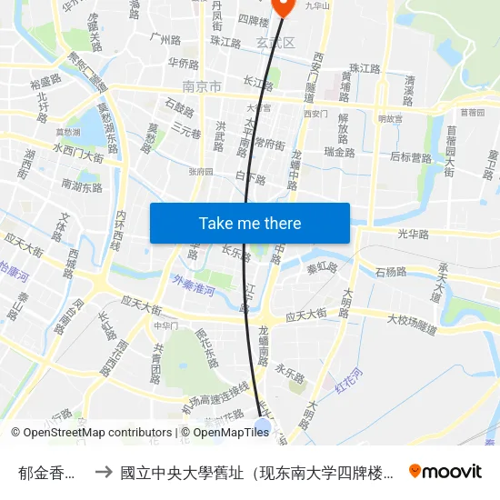 郁金香路东 to 國立中央大學舊址（现东南大学四牌楼校区） map