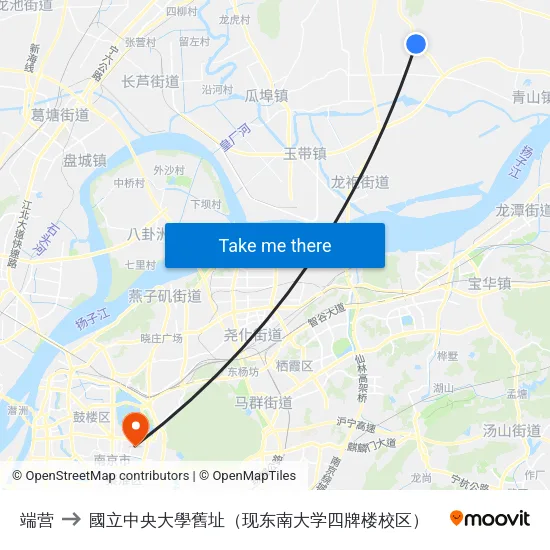 端营 to 國立中央大學舊址（现东南大学四牌楼校区） map
