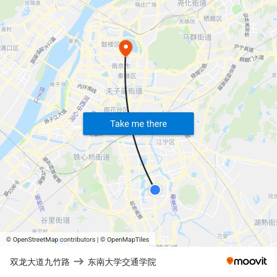 双龙大道九竹路 to 东南大学交通学院 map