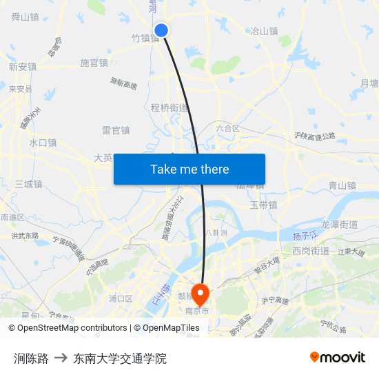 涧陈路 to 东南大学交通学院 map