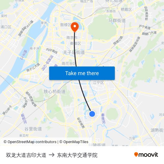 双龙大道吉印大道 to 东南大学交通学院 map
