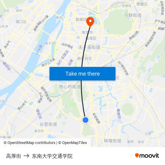 高厚街 to 东南大学交通学院 map