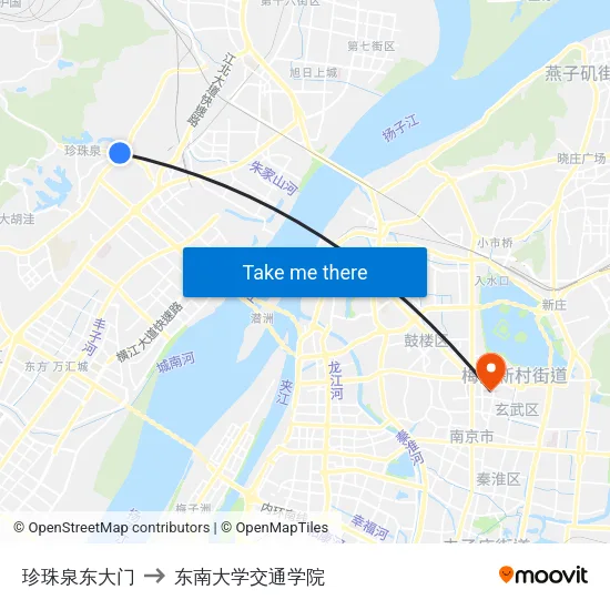 珍珠泉东大门 to 东南大学交通学院 map