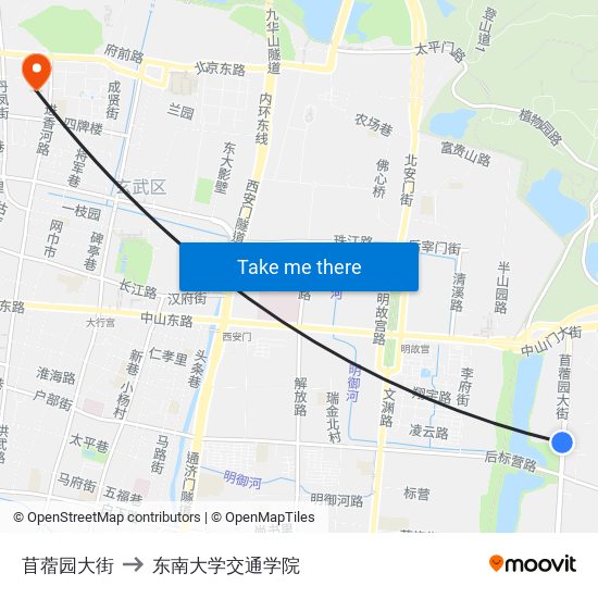 苜蓿园大街 to 东南大学交通学院 map