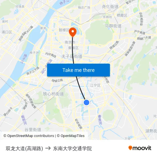 双龙大道(高湖路) to 东南大学交通学院 map