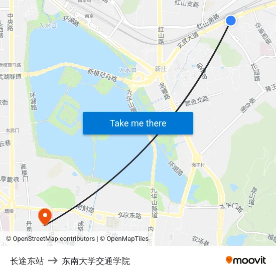长途东站 to 东南大学交通学院 map