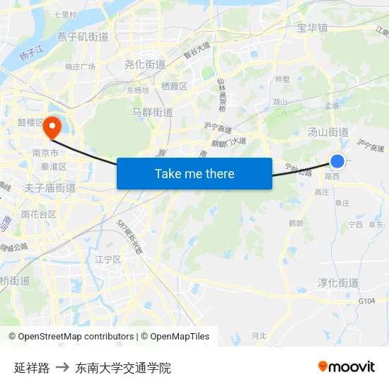 延祥路 to 东南大学交通学院 map