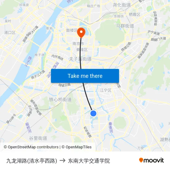 九龙湖路(清水亭西路) to 东南大学交通学院 map