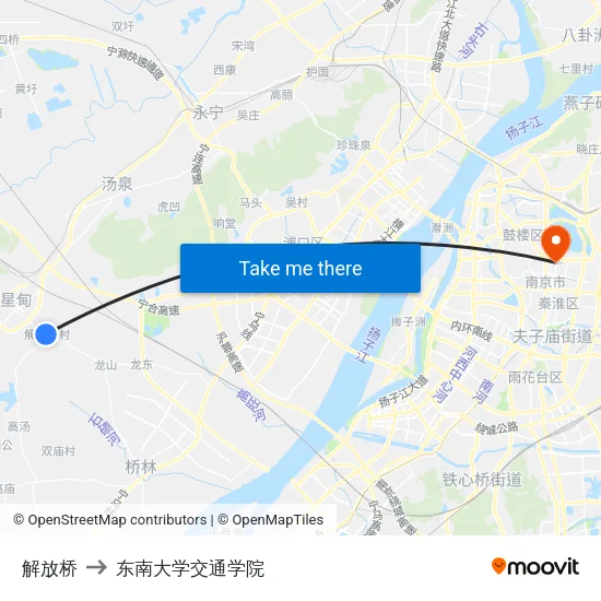 解放桥 to 东南大学交通学院 map