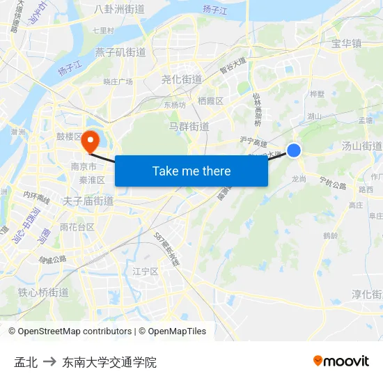 孟北 to 东南大学交通学院 map