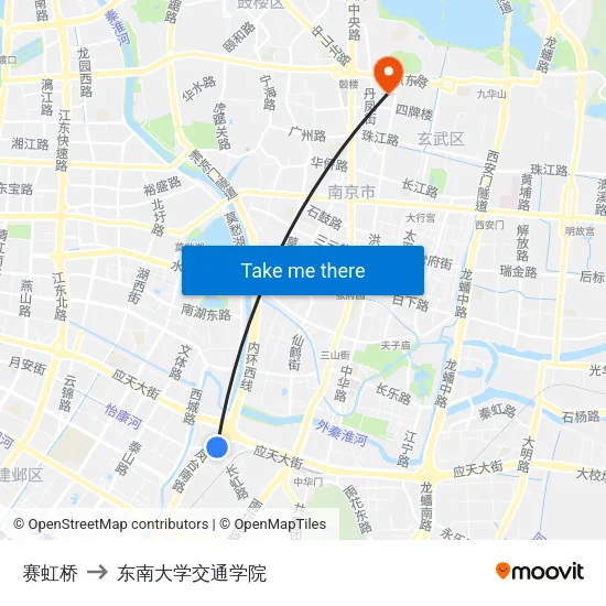 赛虹桥 to 东南大学交通学院 map