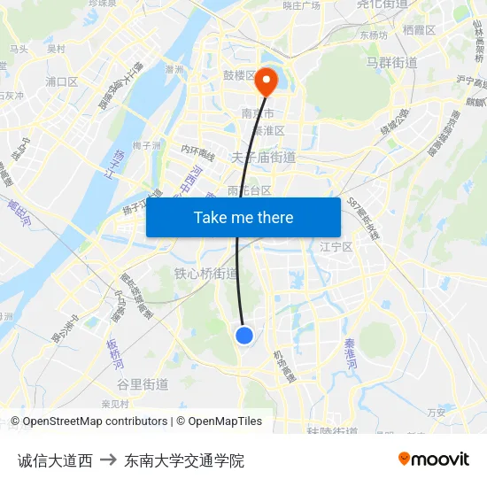 诚信大道西 to 东南大学交通学院 map