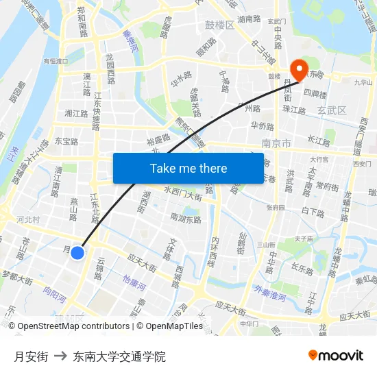月安街 to 东南大学交通学院 map