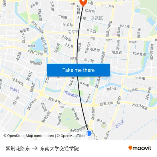 紫荆花路东 to 东南大学交通学院 map