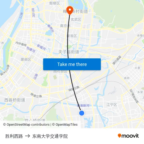 胜利西路 to 东南大学交通学院 map
