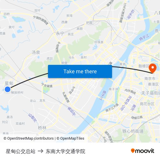 星甸公交总站 to 东南大学交通学院 map