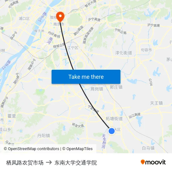 栖凤路农贸市场 to 东南大学交通学院 map