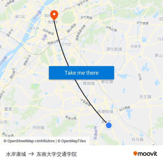 水岸康城 to 东南大学交通学院 map