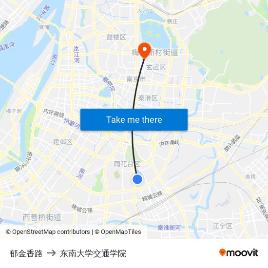 郁金香路 to 东南大学交通学院 map