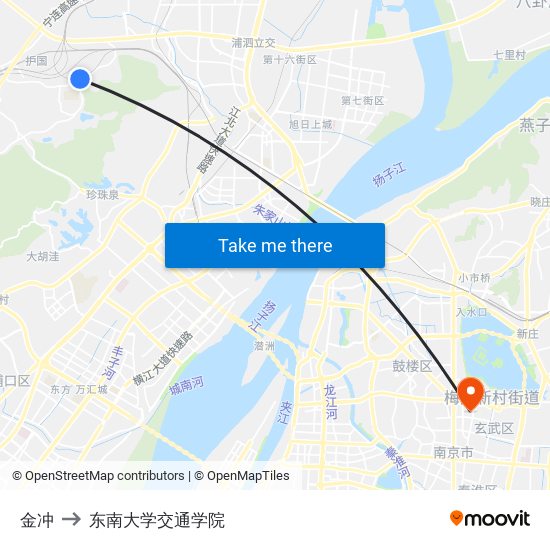 金冲 to 东南大学交通学院 map