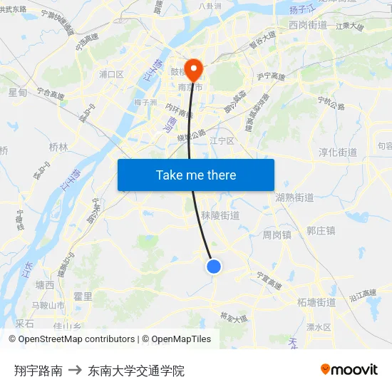 翔宇路南 to 东南大学交通学院 map