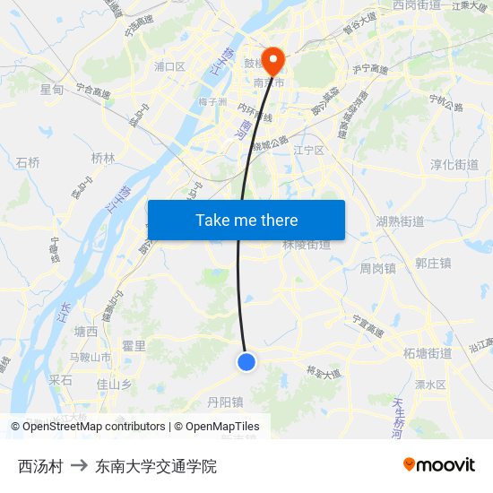 西汤村 to 东南大学交通学院 map