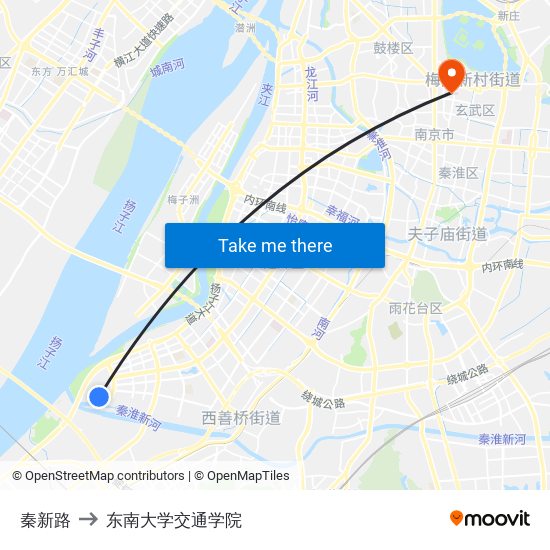 秦新路 to 东南大学交通学院 map