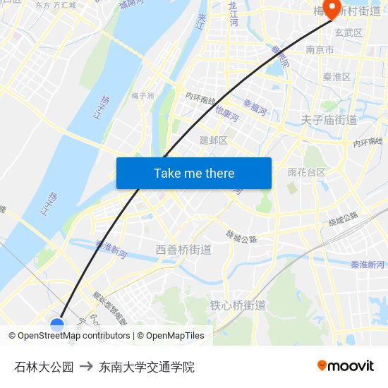 石林大公园 to 东南大学交通学院 map