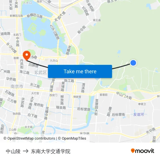 中山陵 to 东南大学交通学院 map
